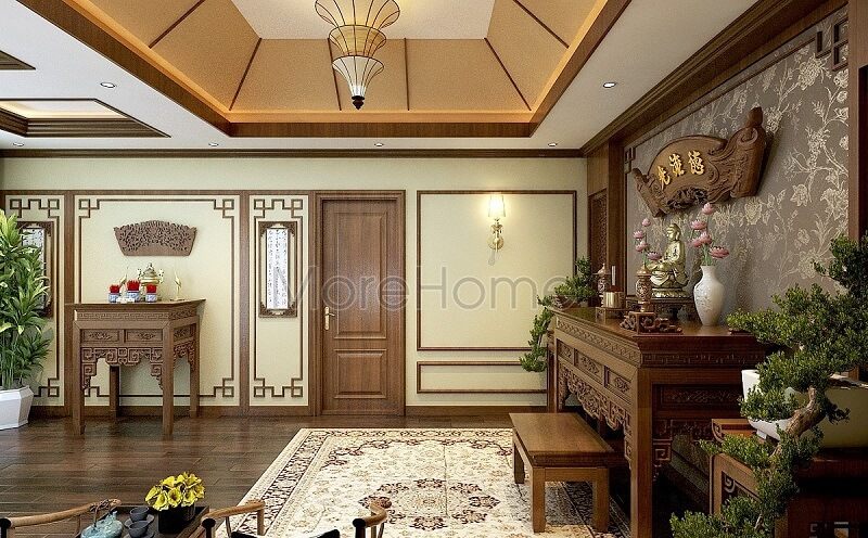 Thiết kế phòng thờ biệt thự Splendora Bắc An Khánh là một cảnh quan sang trọng và với một không gian tâm linh.